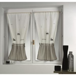 Paire de vitrages - FUTURA - Gris - 80x160cm - 100% Polyester - Voilage Contemporain