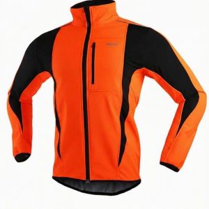 Maillot de cyclisme hiver thermique chaud pour homme - Orange - Manches longues - VTT