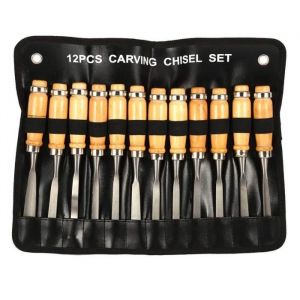 Akozon outils de sculpture sur bois Ciseau Burin Bois Sculpture Main Travaille Professionnel Outils de Sculpture Set 12pc