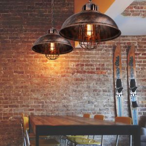 SNOGOLD 2x Suspension Luminaire E27 Lustre Industriel Ø33CM Rouillé Lampe Suspension Vintage pour Salon Cuisine Restaurant