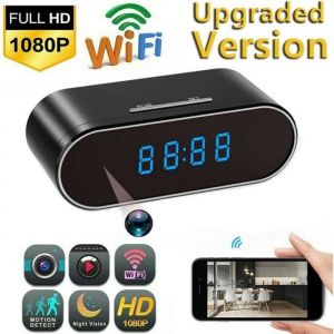 Caméra espion WiFi caché sans fil Vision nocturne sécurité Nanny Cam HD 1080P(Horloge elliptique)