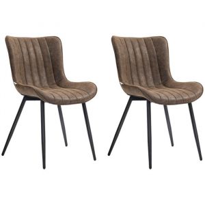 Ensemble de 2 chaises de salle à manger HOMCOM design moderne et capitonné pour salon salle à manger chambre à coucher marron