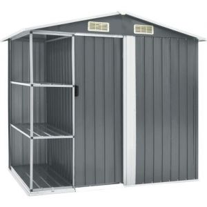 Abri de jardin avec étagère - SIB - Gris - 205x130x183 cm - Fer