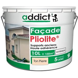 Peinture Mat pour fa&ccedil;ade &agrave; base de r&eacute;sine Pliolite 10 L - Ton pierre - ADD111501 - Addict Ton Pierre