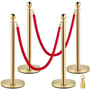 Poteaux de Guidage en Acier Inox avec Cordes Velours Rouges - VEVOR