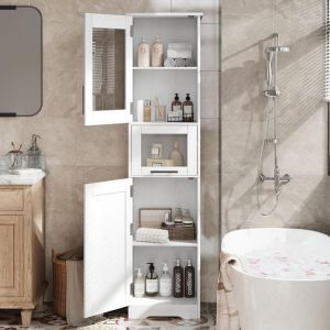 COLONNE DE SALLE DE BAIN - ARMOIRE DE SALLE DE BAIN HAUT40X30X170CM-BLANCHE-Pour Cuisine Salon