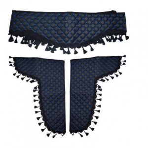 Rideaux d&eacute;coratifs de cabines de camion- Noir avec couture bleue pour DAF VOLVO MAN SCANIA