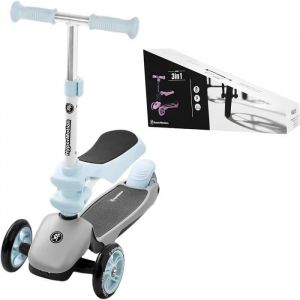 HyperMotion Draisienne Trottinette Enfant Evolutive 3 en 1 Siège pour Petit Amovible Hauteur Guidon Réglable  Roues Stables Bleu