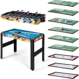 GOPLUS Table Babyfoot 12-en-1Table de Jeux avec Baby-Foot Billard Tennis de Table Hockey Bowling Shuffleboard 121x105x905cm