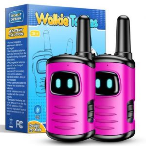 Talkie-walkie pour enfants ATOPDREAM Mini talkie-walkie longue port&eacute;e de 1000 pieds jouet de jeu en plein air Talkie-walkie(Rose)
