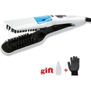 Professionnel vapeur rapide cheveux lisseur peigne vaporisateur vapeur fer plat d&eacute;friser les cheveux brosse outils de coiffure LCD n