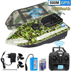 Bateau Amorceur T&eacute;l&eacute;command&eacute; de P&ecirc;che avec GPS Bateau dapp&acirc;t Intelligent &Eacute;tanche 500m Charge de 15 Kg Croisi&egrave;re a Vitesse Fixe