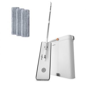 HouseVac – Balai plat SLIM 40 cm avec seau à double compartiment  3 tampons microfibres  Tête rotative 360°  Compact