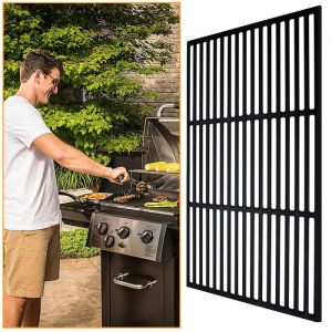 Hengda Grille de cuisson en fonte &eacute;maill&eacute;e Grille de Barbecue Accessoire pour barbecue &agrave; gaz rectangulaire 54x34cm