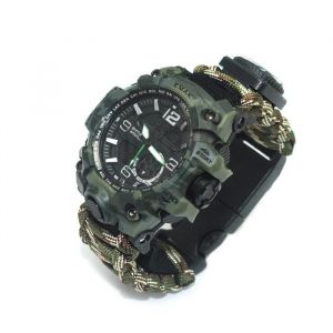 Montre-Bracelet de Survie en Plein AirSports durgence avec Paracord Boussole Thermomètre Sifflet Tournevis Grattoir
