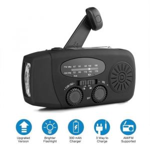 Radio solaire à dynamo avec lampe de poche LED - Radio durgence - Radio AM/FM Radio Portable - Chargeur de téléphone