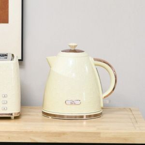 Bouilloire &Eacute;lectrique 2200W Rapide - Filtre Anti-Calcaire - Hublot Lumineux - Design Beige &Eacute;l&eacute;gant24.2x19.5x23.4cm