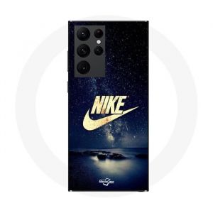 Coque - MANIACASE - Samsung Galaxy S22 Ultra - Noir - Souple - Nike logo doré nuit étoilé