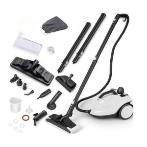 Nettoyeur Vapeur Haute Pression -RELAX4LIFE- 2000W - 18L R&eacute;servoir dEau - 15 Accessoires Polyvalents - Balai Vapeur 5 Bars -Blanc