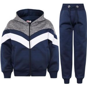 Survêtement Enfant Unisexe Polaire à panneaux contrastants Marin - Haut et Bas Jogging Costume 5-13 Ans