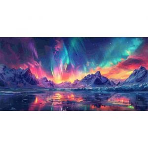 Diamond Painting 50x100cmAurores bor&eacute;ales Peinture Diamant Set DIY Diamant Painting Kit CompletPour La D&eacute;cor Murale &agrave; La Maison