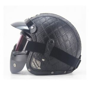 Casque Moto de Marque unisexe noir classique casque Harley vintage de personnality Casque Moto Noir noir Noir noir