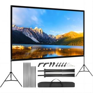 Écran de Projection avec Trépied VISULAPEX 120 Pouces 4K HD 16: 9 Pliable Écran Vidéoprojecteur sur Pied avec Sac Portatif