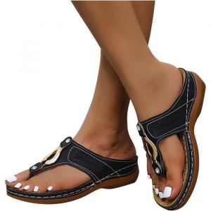 Tong Sandale Orthop&eacute;diques Femme Tong Ergonomique Claquette Semelle Epaisse Flip Flops Enfiler Bout Ouvert Sandale Piscine Arch