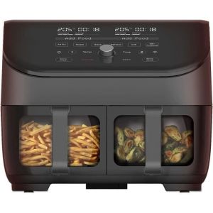 Instant Pot Vortex Plus XL Friteuse à Air avec Double Compartiment et Vitre Transparente - 8 Programmes de Cuissons, Friteuse à Air