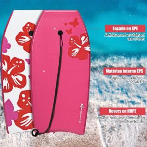 GIANTEX Planche de Bodyboard en Mousse 41 Inches 105X51X6CM Capacité de Charge Max à 85KGRosé