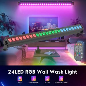 Barre &agrave; LED - UKING - DMX 24 LED RVB - 24 x 3W Avec T&eacute;l&eacute;commande - Pack de 1