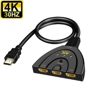 Commutateur HDMI 4K 3 Ports Splitter 1 vers 3 Switch Automatique Converter Ultra HD Compatible PS4/5 Xbox Blu-Ray TV Box 3D