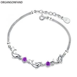 Bracelet Femme - ORGANGONFAND - Cuivre Plaqu&eacute; Argent - Zirconium - Dauphin - Mode