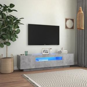 Meuble TV LPA&reg; - Contemporain - Table TV HiFi avec LED - Gris b&eacute;ton 160x35x40 cm