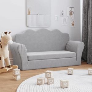 BEAU Fauteuil B&eacute;b&eacute; Enfant/Canap&eacute;-lit enfants 2 places - Gris clair - peluche douce94 x 90 x 48cm mode409122