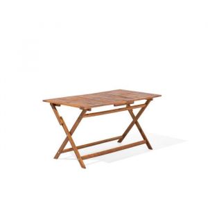 Table de jardin pliante en bois 140 x 75 cm CENTO - BELIANI - Jaune - 4 personnes - Rectangulaire - Naturel