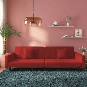 BEWI&reg;Canap&eacute;-lit/Sofa Bed - 2 PERSONNES - clic-clac &agrave; 2 places et deux oreillers Rouge bordeaux Velours &FR60183