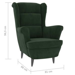 Fauteuil Vert fonc&eacute; Velours - VINGVO - FAS - Vintage - Avec accoudoirs - Relaxation