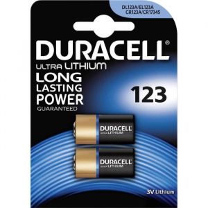2x Batterie 123 Duracell 3V Ultra Lithium - DL123A/EL123A/CR123A/CR17345 Blister