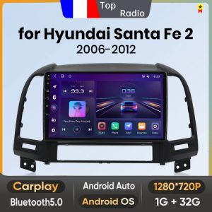 Autoradio 9 pouces Android 13 Carplay voiture pour Hyundai Santa Fe 2 2006-2012  Écran Tactile GPS RDS WIFI Bluetooth Junsun