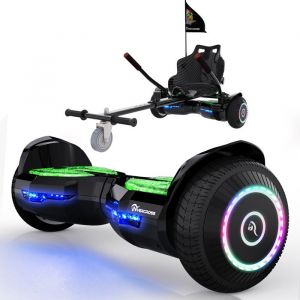 Hoverboard EVERCROSS TECH 6.3 Pneus Pleins Tout-Terrain &Eacute;clairage LED Bluetooth Auto &eacute;quilibre Cadeau pour Enfant et Adulte Noir