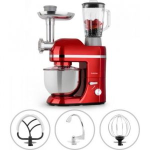 Robot pâtissier - Klarstein Lucia Elegance - Mixeur - Hachoir - Robot cuisine - 1300W - Robot multifonction - sans BPA - Rouge