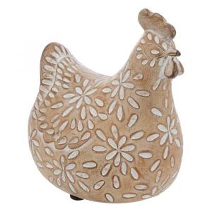 Poule d&eacute;co Linda H.20cm r&eacute;sine beige - Atmosphera createur dinterieur