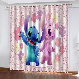 Rideaux Lilo & StitchLot De 2 Rideaux EnfantsRideau Occultant Thermiques pour Chambre Salon 80x240cm[54]