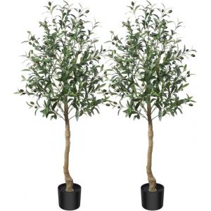 Lot de 2 Arbre Artificiel-Plante Artificielle Olivier Plante Artificielle Réaliste Haute 150cm pour SalonChambreBureauDécoration
