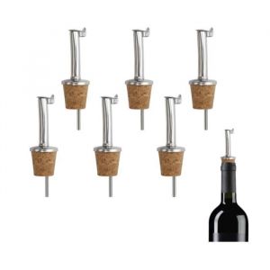 6 Pi&egrave;ces Bec Verseur Huile dolive Inox Bec Verseur Vinavec Clapet avec Tube dair Bouchon en Li&egrave;ge Bec Verseur