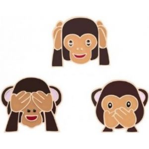 Pins - Les 3 singes de la sagesse - Ethnique - 230 cm x 250 cm - Lot de 3 pins décoratifs