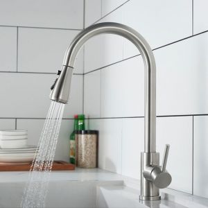 Robinet de Cuisine avec Douchette Extractible 3 Jets Mitigeur Cuisine Brossé en Acier Inox Robinet Mitigeur dÉvier Rotatif à 360°