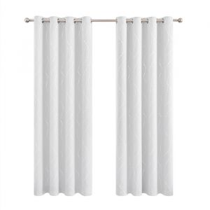 HONGYA Rideau occultant thermique à œillets rayures chambre à coucher Salon Blanc L/H 140x175cm 1 pièce