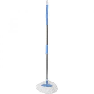 Balai Serpillière Rotatif Tournant Essorage 360° avec manche rotatif inertiel Mop Bleu